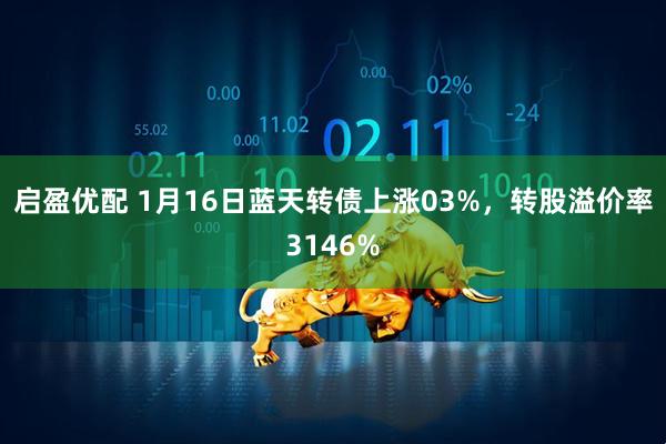 启盈优配 1月16日蓝天转债上涨03%，转股溢价率3146%