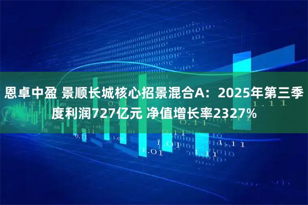 恩卓中盈 景顺长城核心招景混合A：2025年第三季度利润727亿元 净值增长率2327%